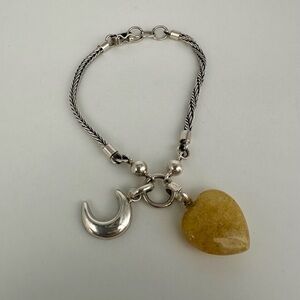 Silver and Gold Heart Charm Bracelet